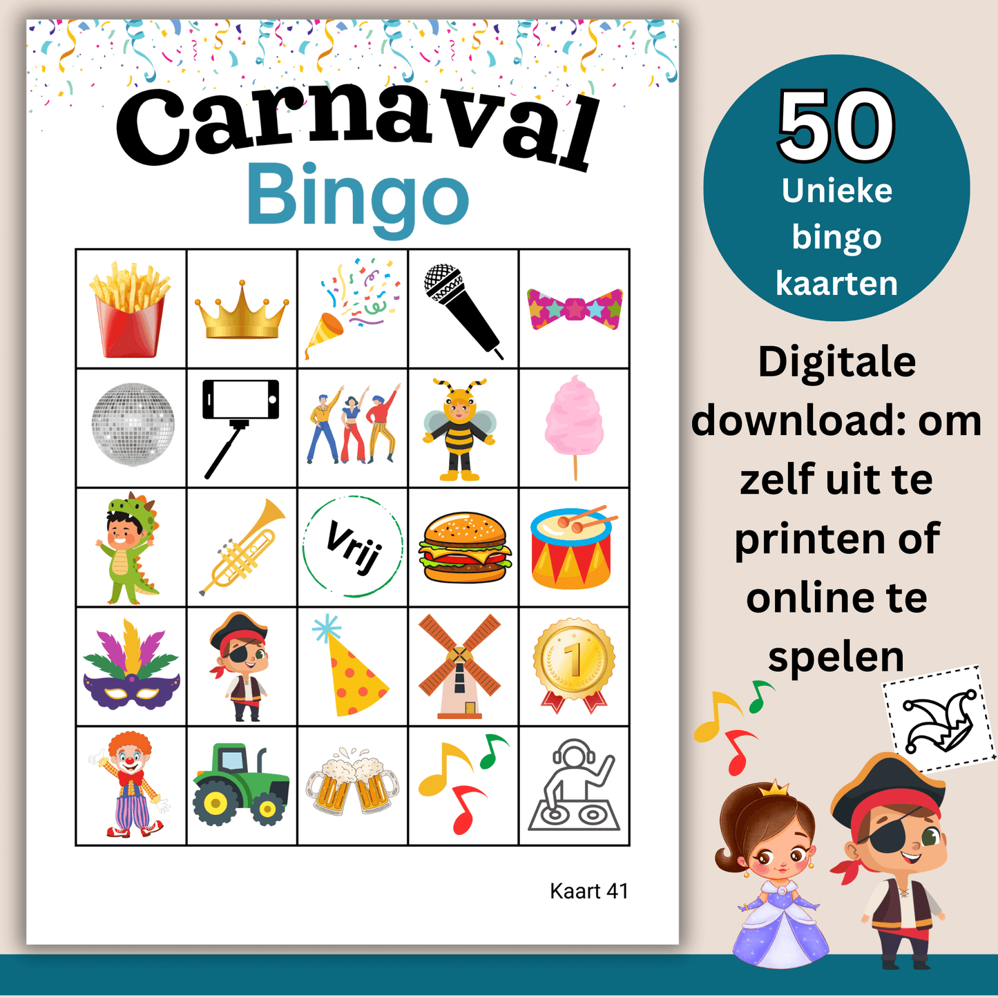 Carnaval online bingo spel PDF – download en speel direct met 50 kaarten