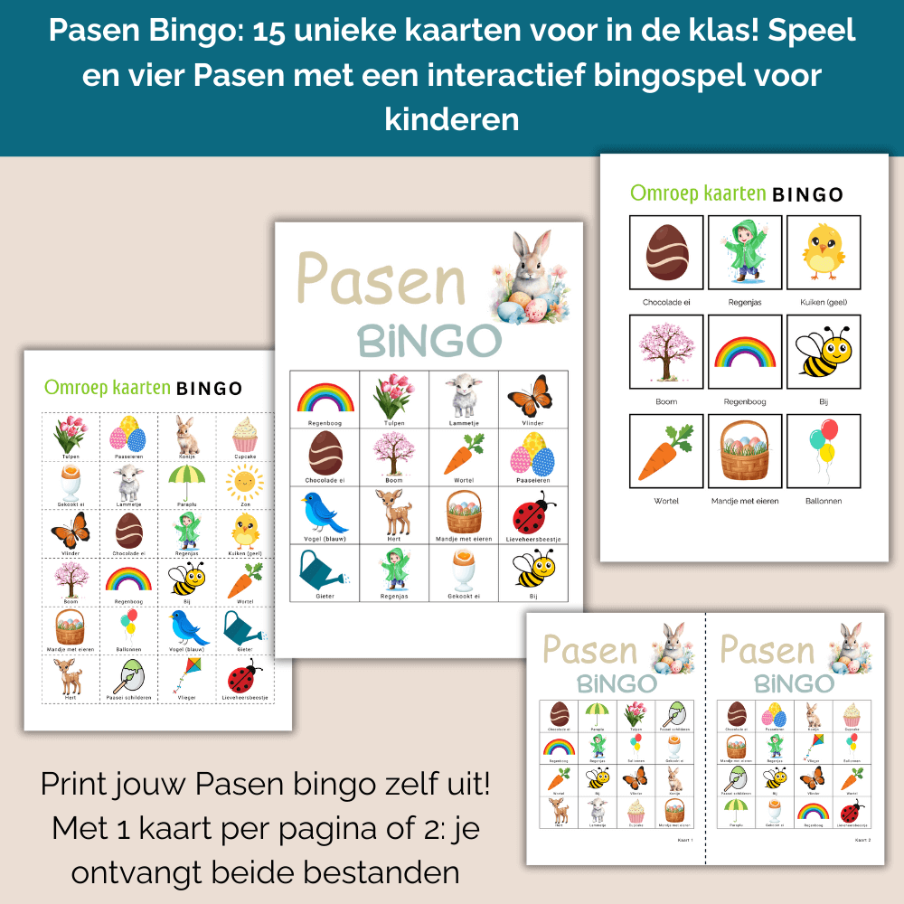 Paas activiteiten kinderen: leuke bingo met 15 kaarten