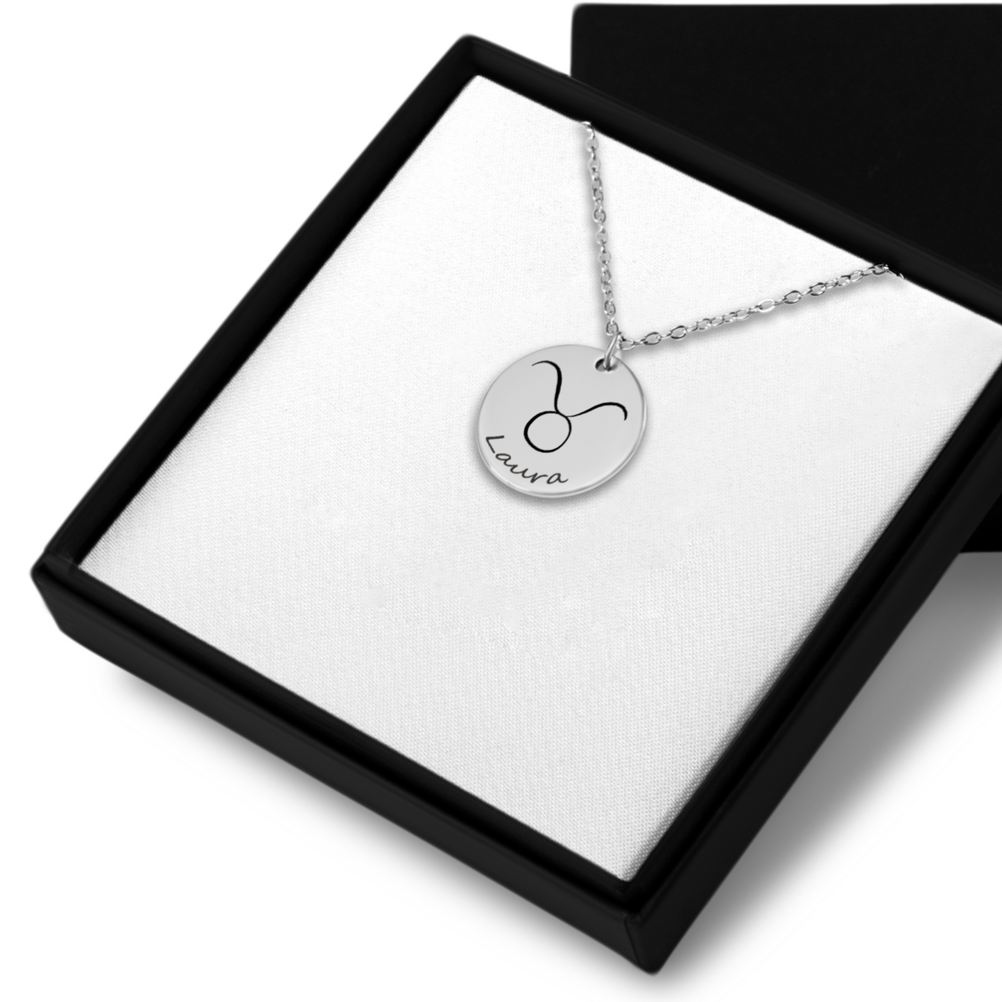 Sterrenbeeld ketting met naam gegraveerd op munt hanger