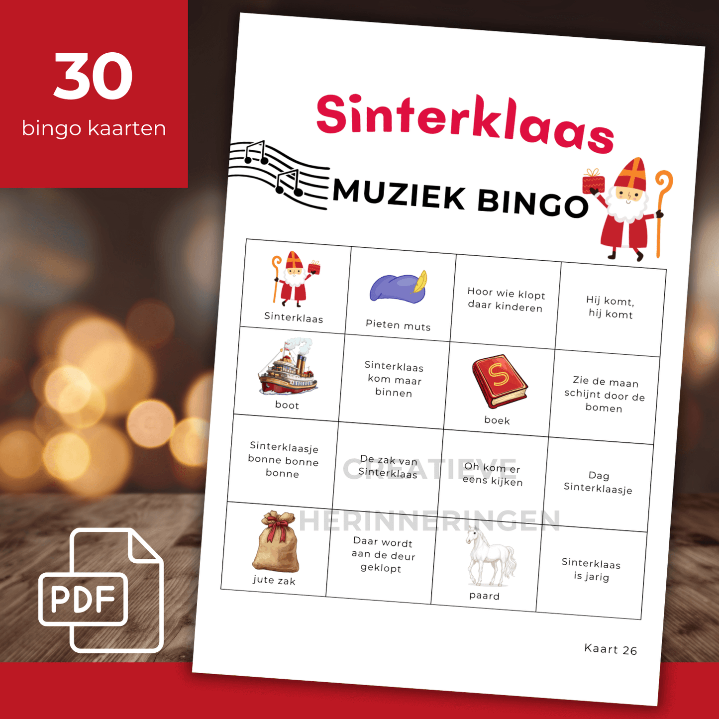 Sinterklaas liedjes bingo kaarten om direct te downloaden en printen