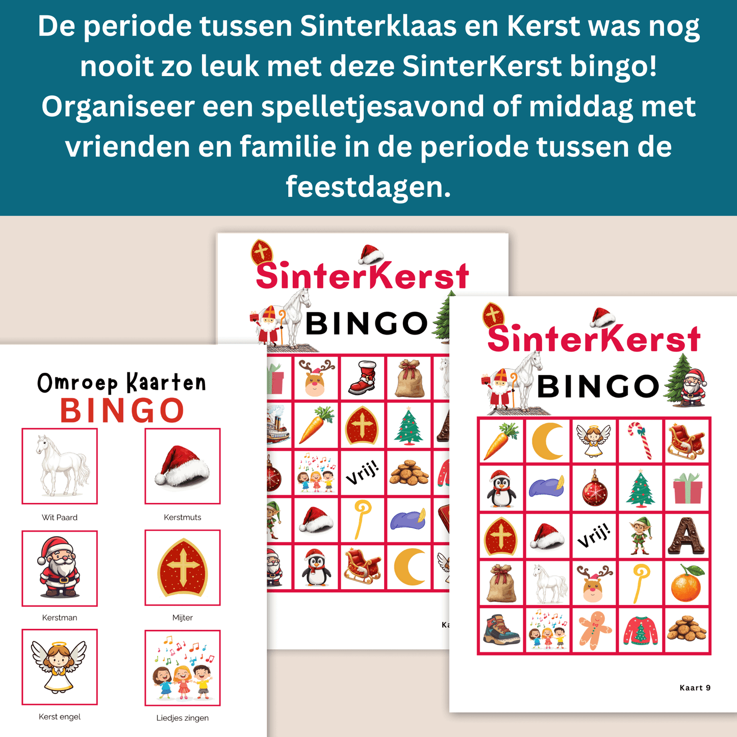 SinterKerst Bingo spel voor de leukste spelletjesavond! Digitale download