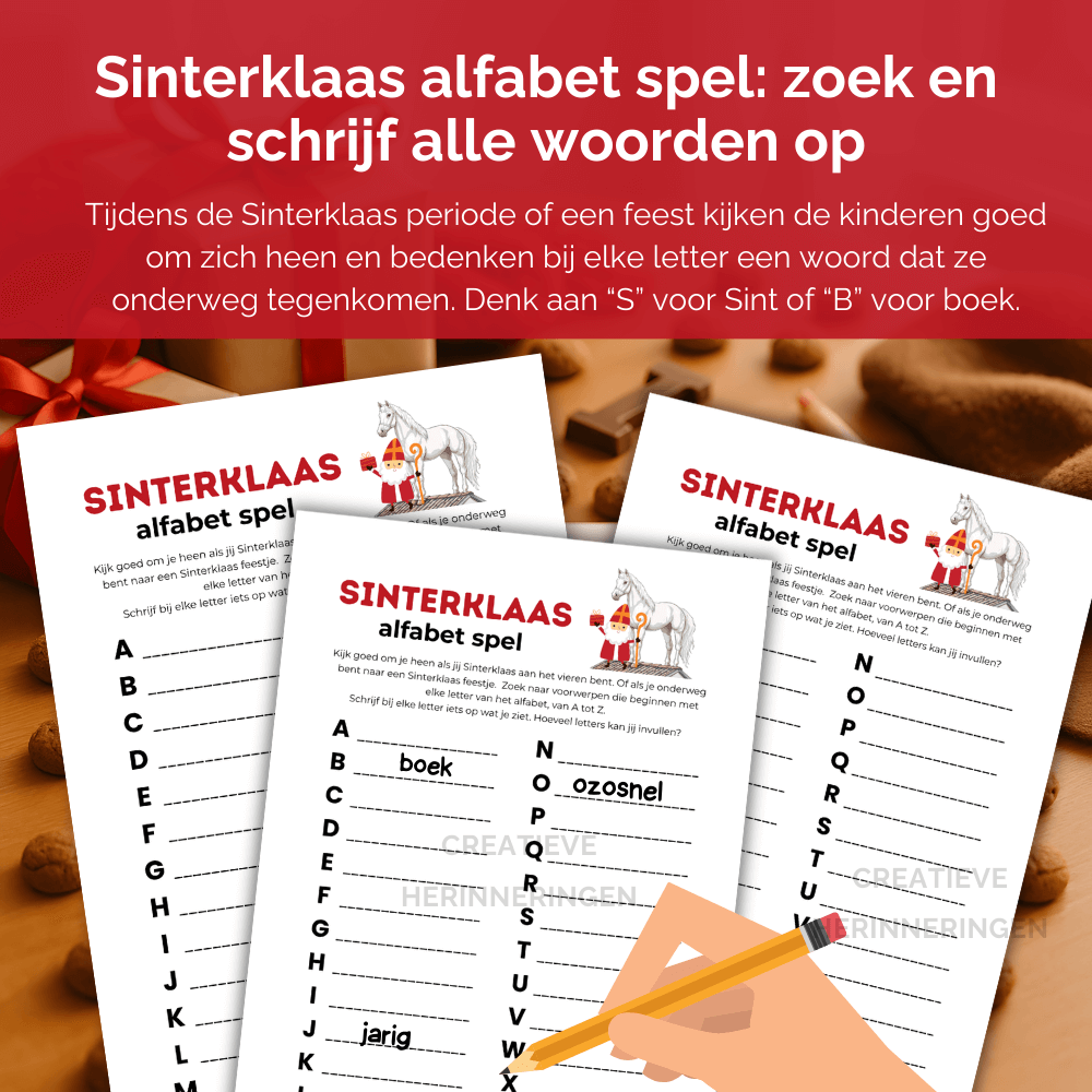 Woorden bedenken bij letters in het Sinterklaas ABC spel