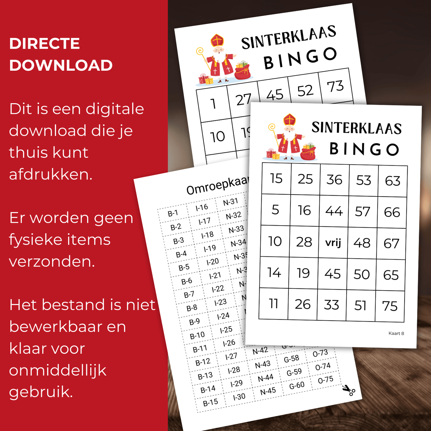 Digitale bingo pdf Sinterklaas cijfer bingo