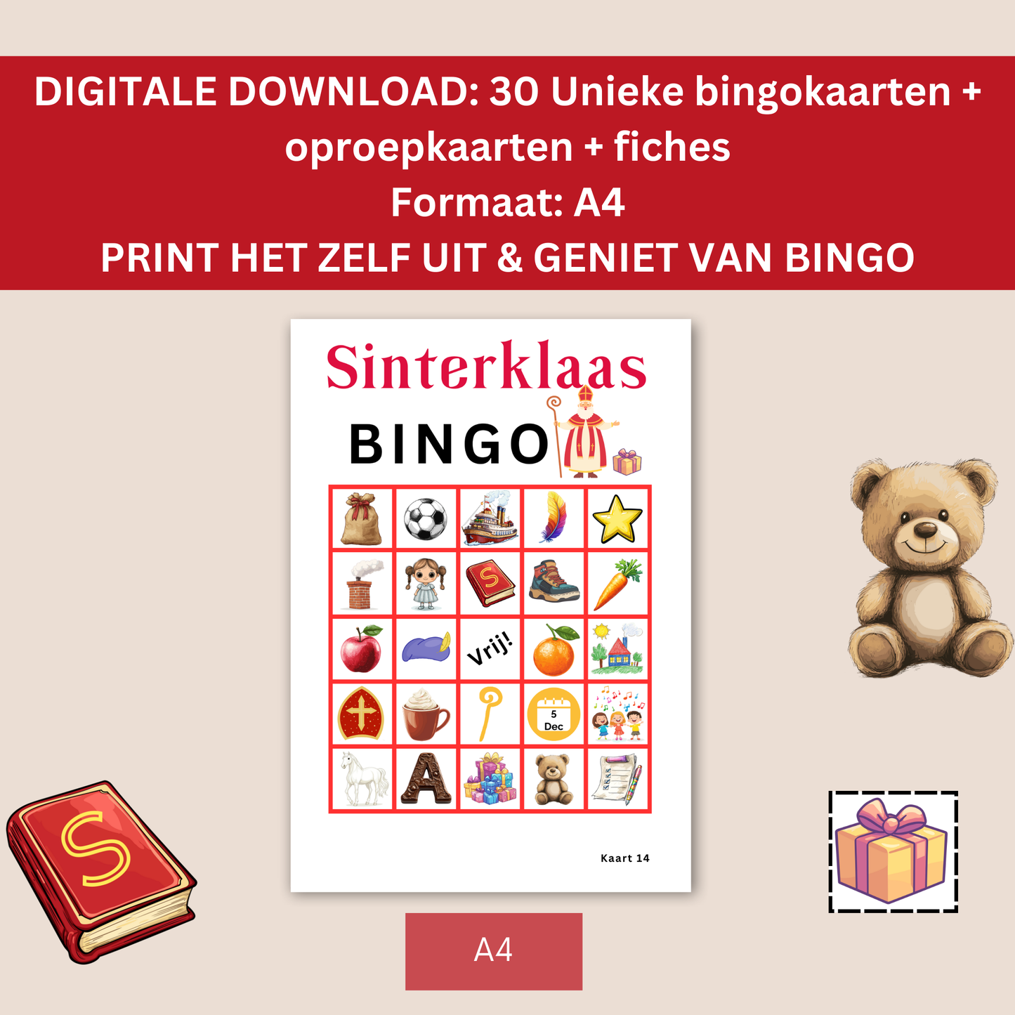 Sinterklaas spelletjes: Sinterklaas Bingo (digitale download)