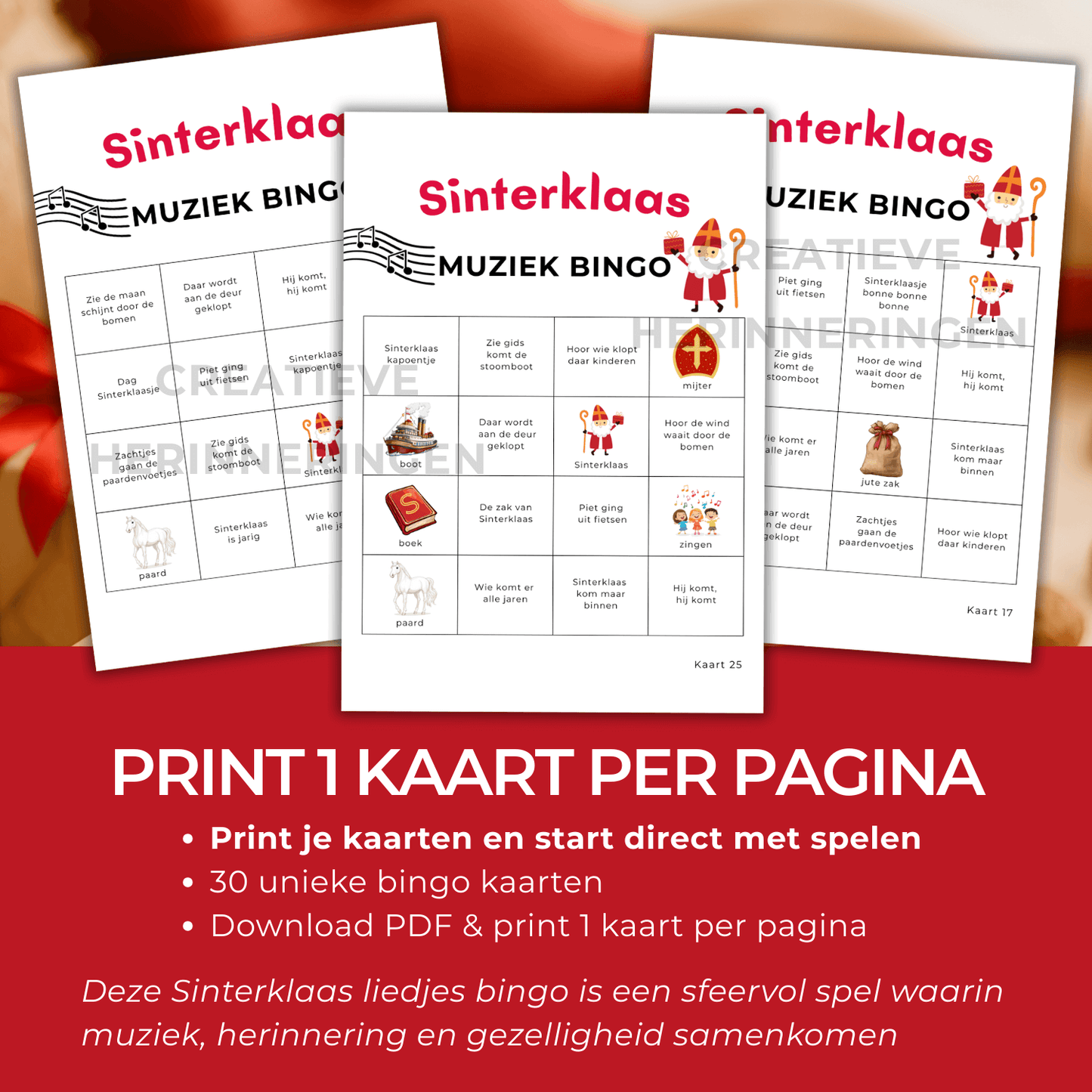 Sinterklaas spelletje om te spelen met pakjesavond: Sinterklaasliedjes bingo