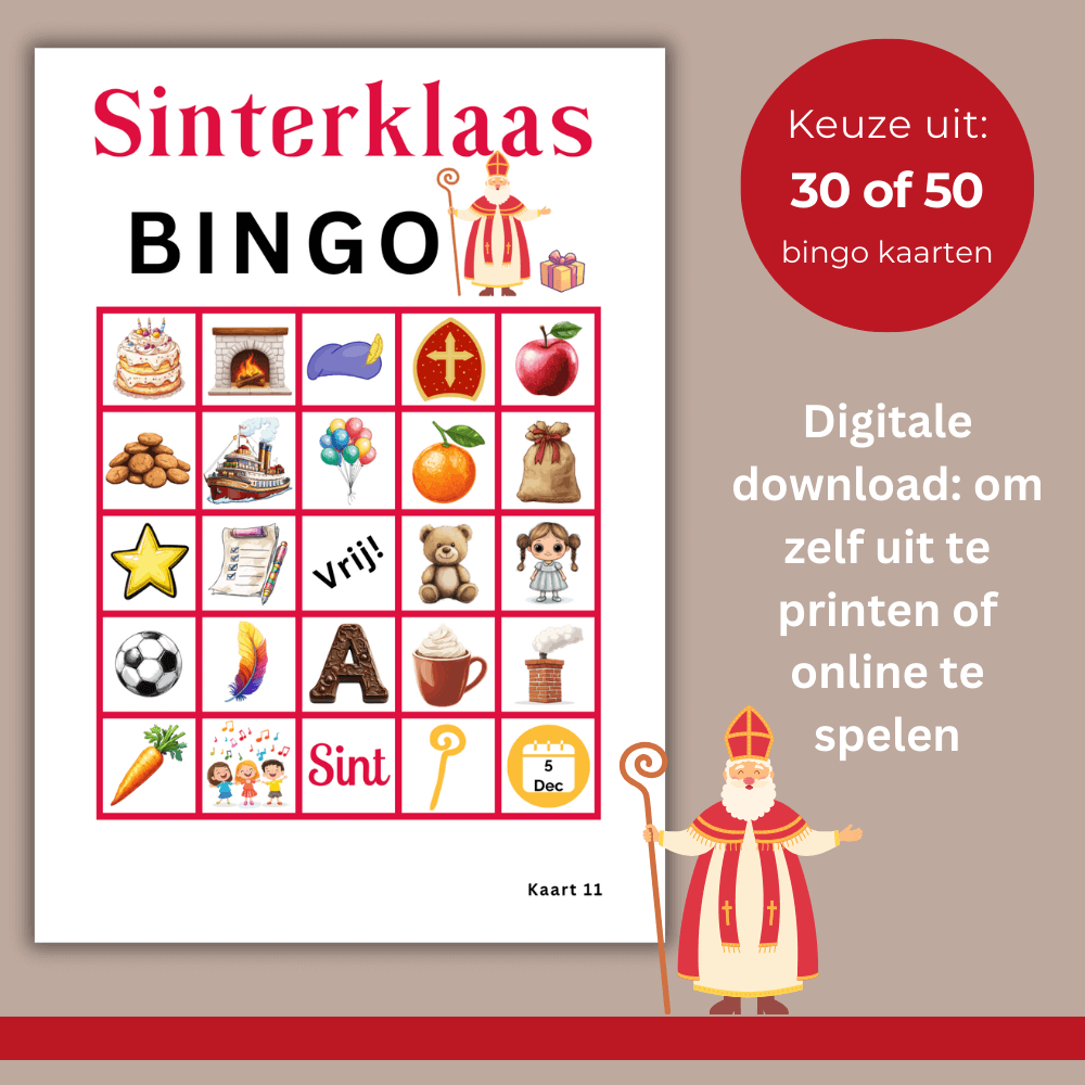 Leuke Sinterklaas bingo voor thuis en op school, speel met het gezin of vrienden dit spelletje