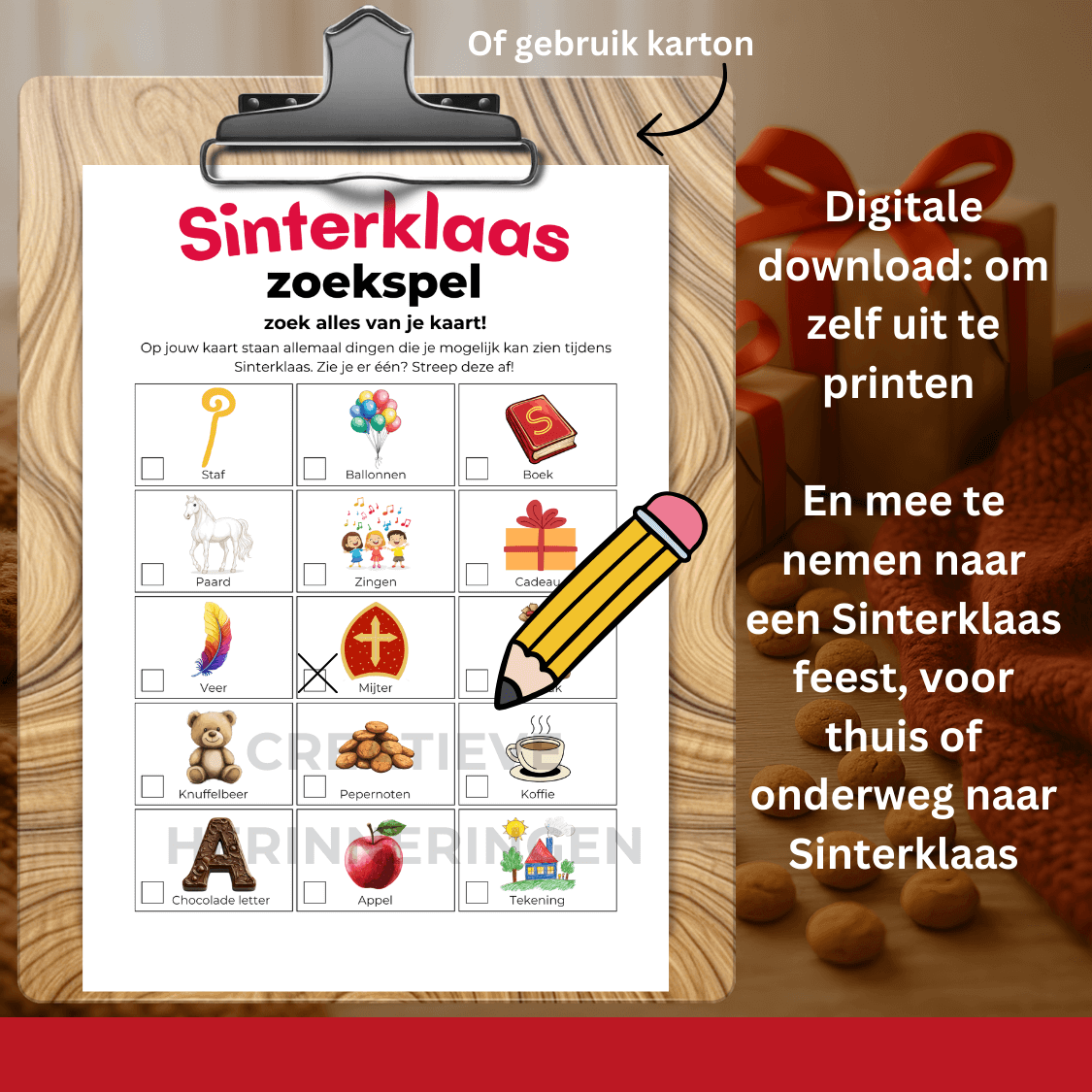Te downloaden en printen zoek en vind spel Sinterklaas voor thuis