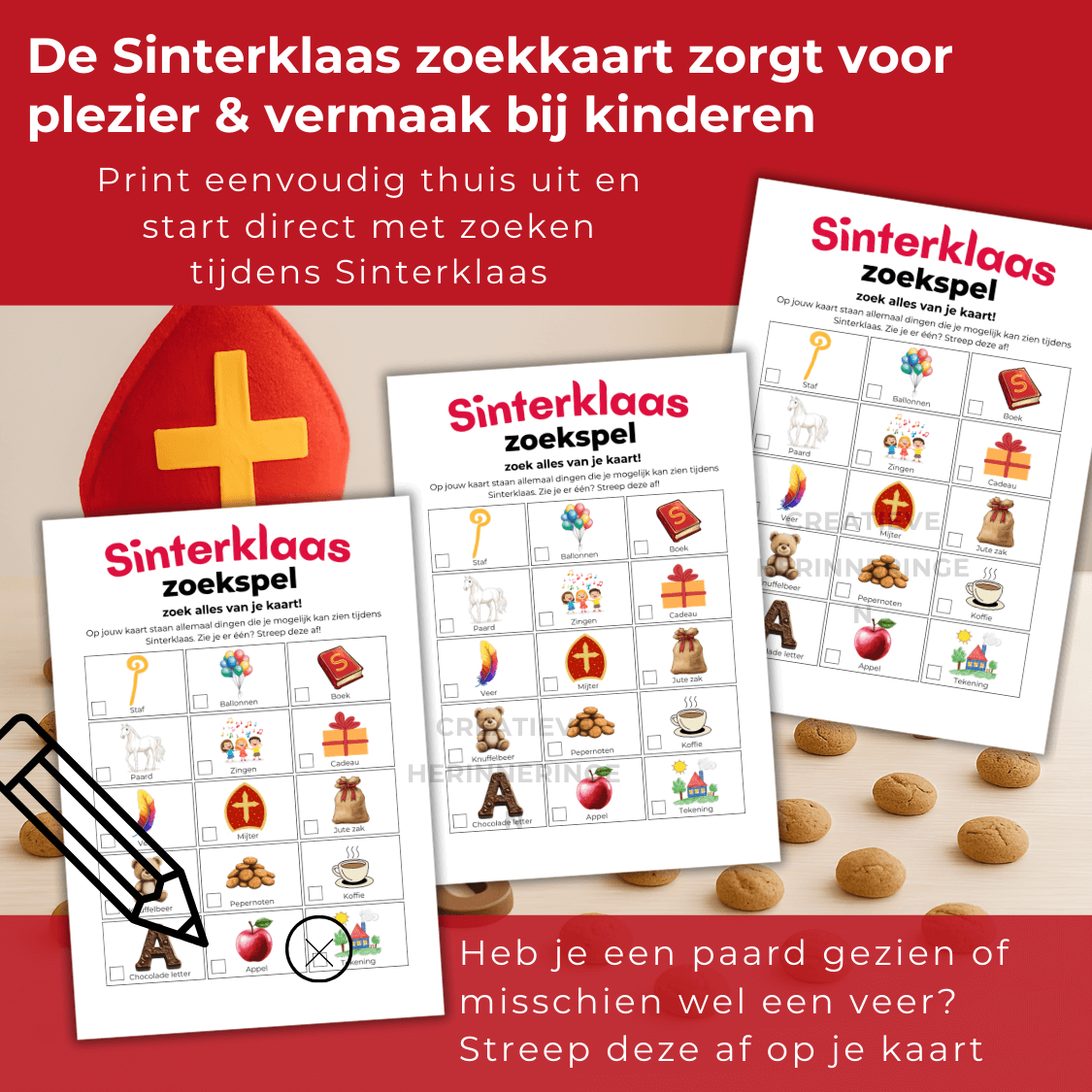 Sinterklaas zoekspel voor kinderen, op zoek naar 15 dingen van de Sinterklaas zoekkaart