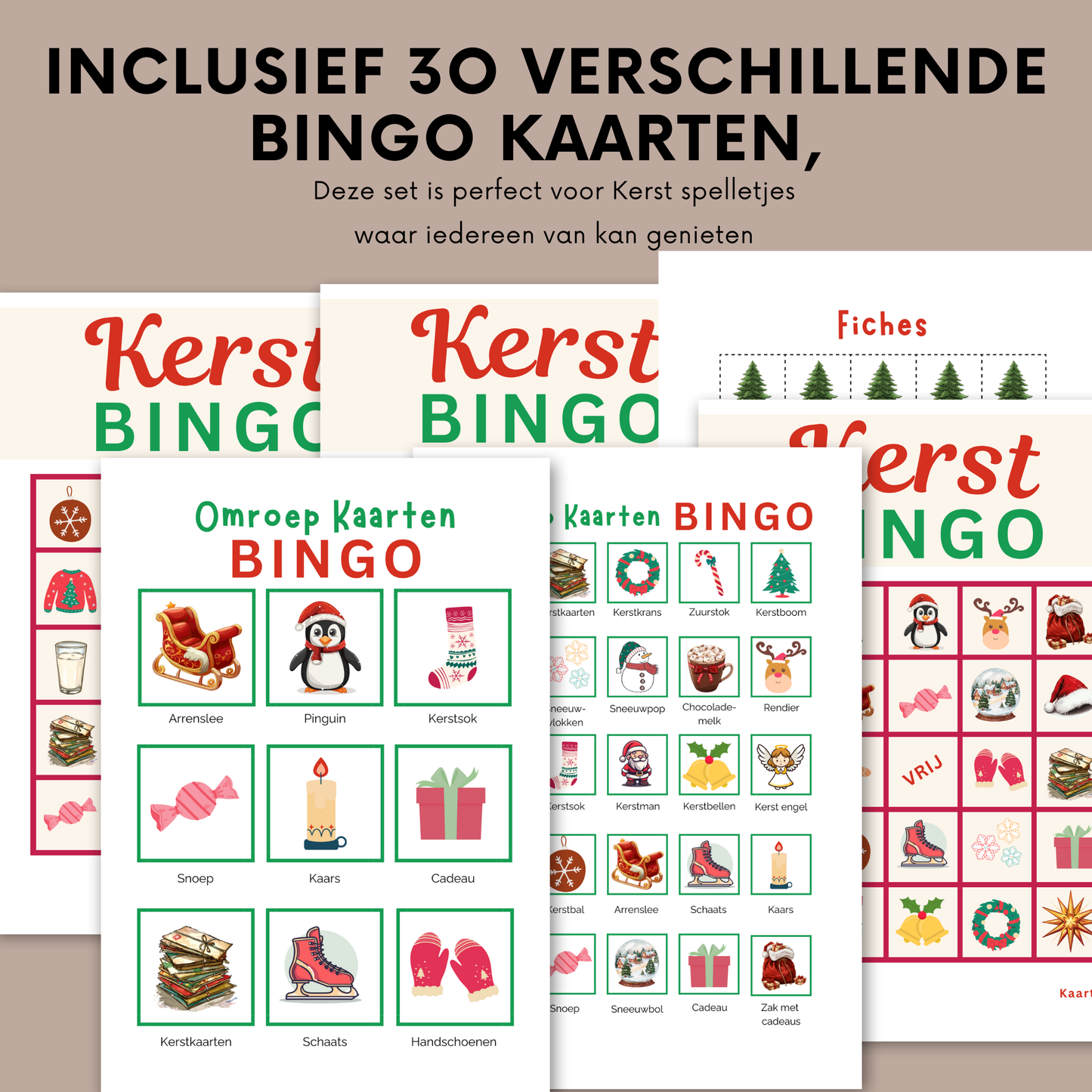 Kerstbingo, om online bingo te spelen of kerstbingo kaarten printen (PDF)