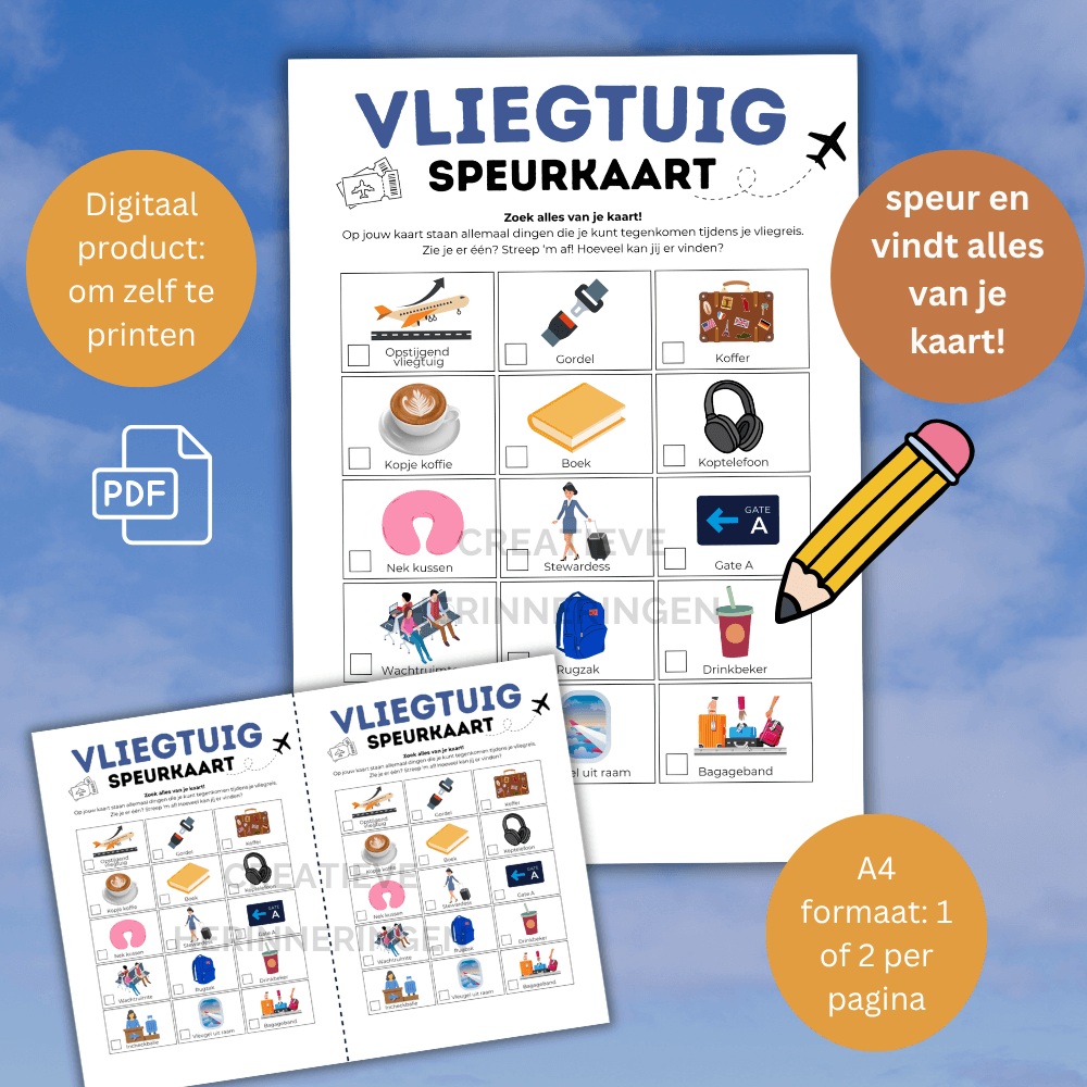 Vliegtuig spelletje om samen of zelfstandig te spelen en te zoeken met je speurkaart
