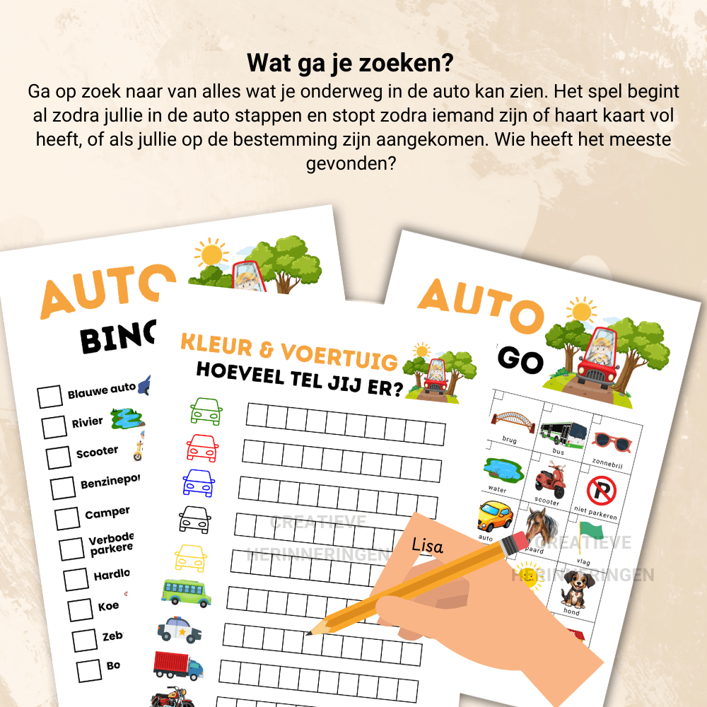 Spelletjes auto voor gezinnen met kinderen: drie spellen in één bundel voor onderweg speelplezier