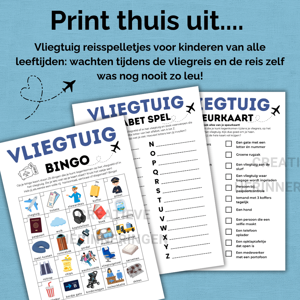 Uit te printen vliegtuig spelletjes bundel in PDF-formaat