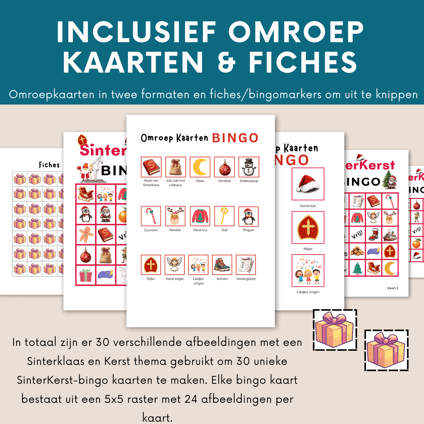 SinterKerst Bingo spel voor de leukste spelletjesavond! Digitale download