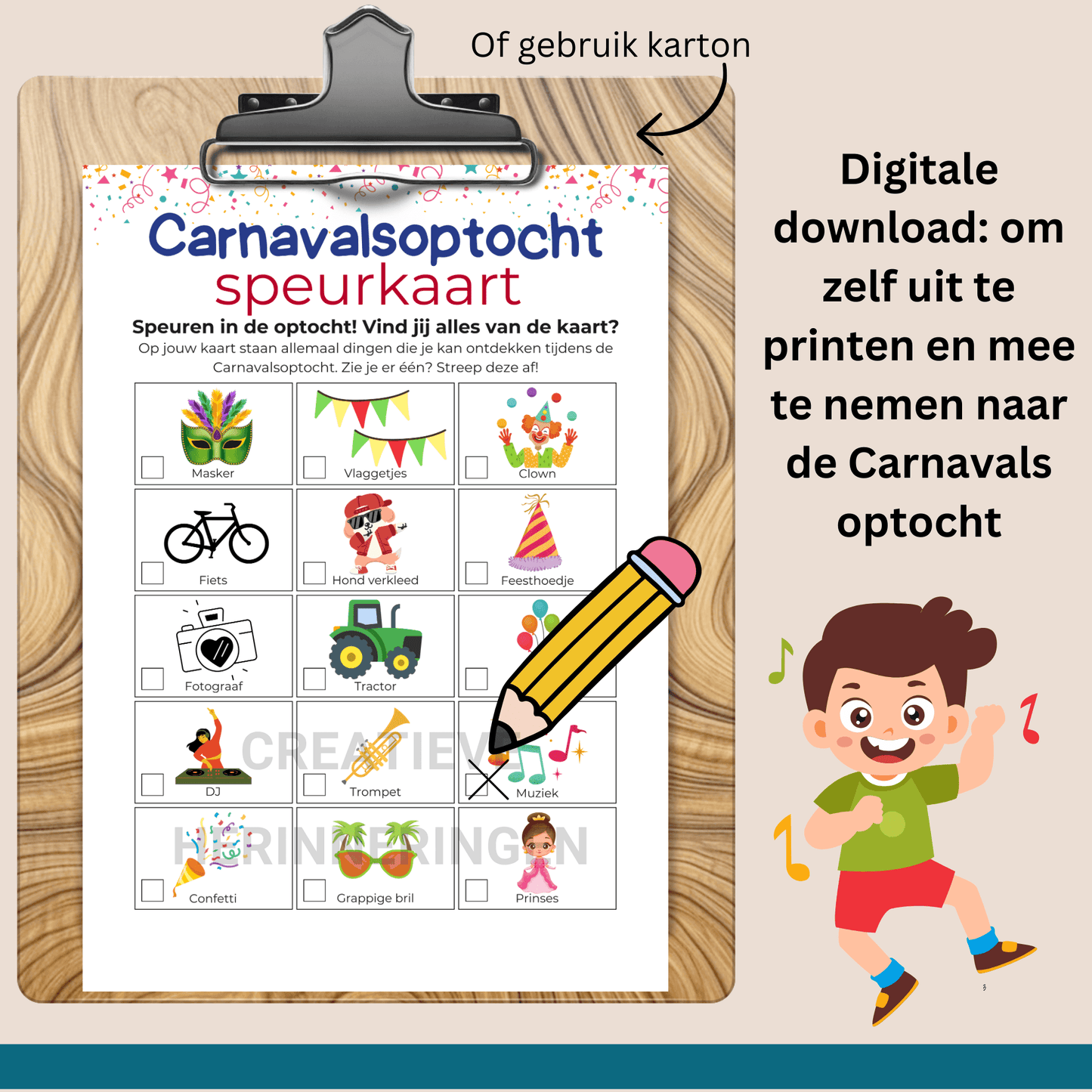 Kleurrijke speurkaart voor een interactieve zoektocht tijdens de Carnavals optocht