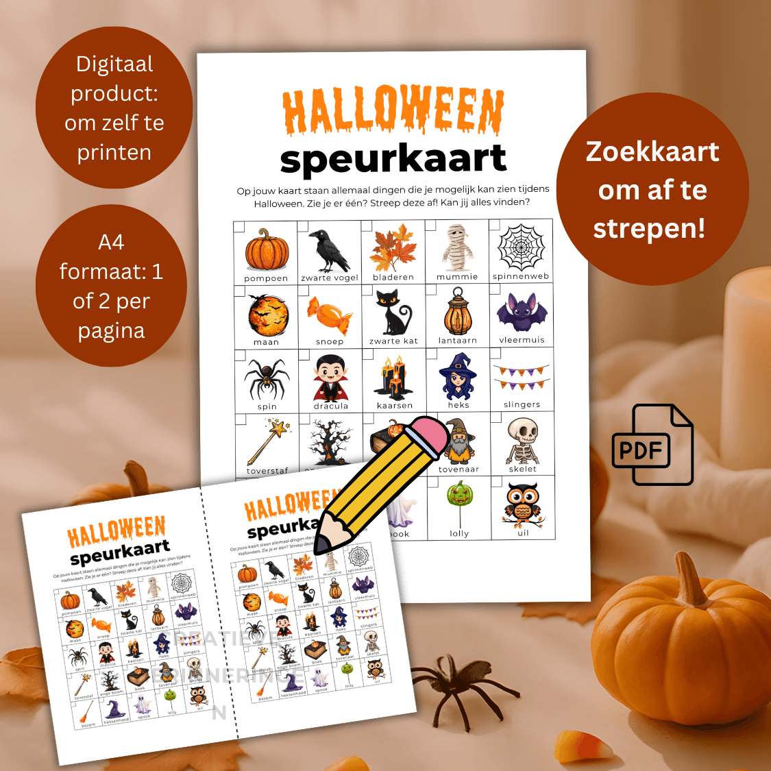 Maak je eigen Halloween speurtocht met deze kaarten, leuk tijdens een herfstwandeling of thuis