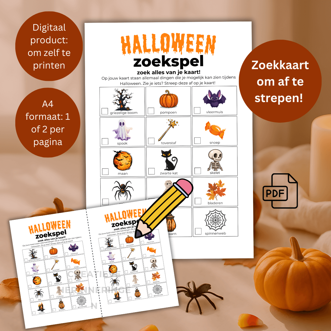 Halloween spelletje voor buiten en binnen: zoekkaart voor kinderen