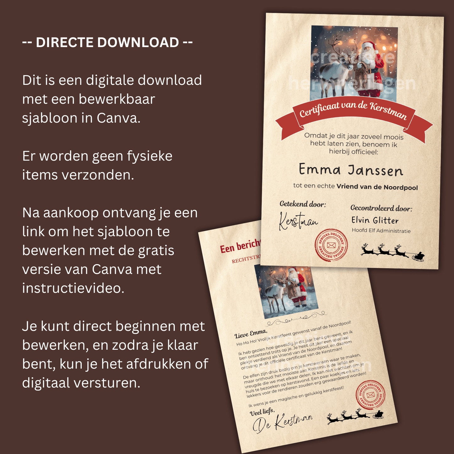 Brief van de Kerstman met naam van je kind (digitaal product)