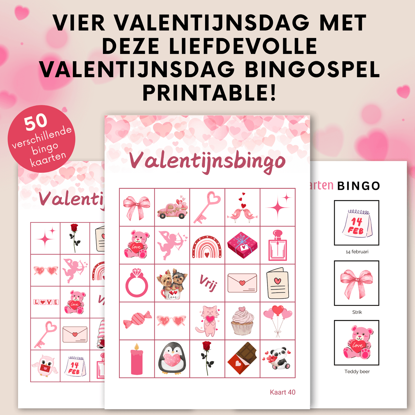 Bingo als Valentijn activiteit voor ouderen: Download de PDF met 50 verschillende digitale bingo kaarten PDF
