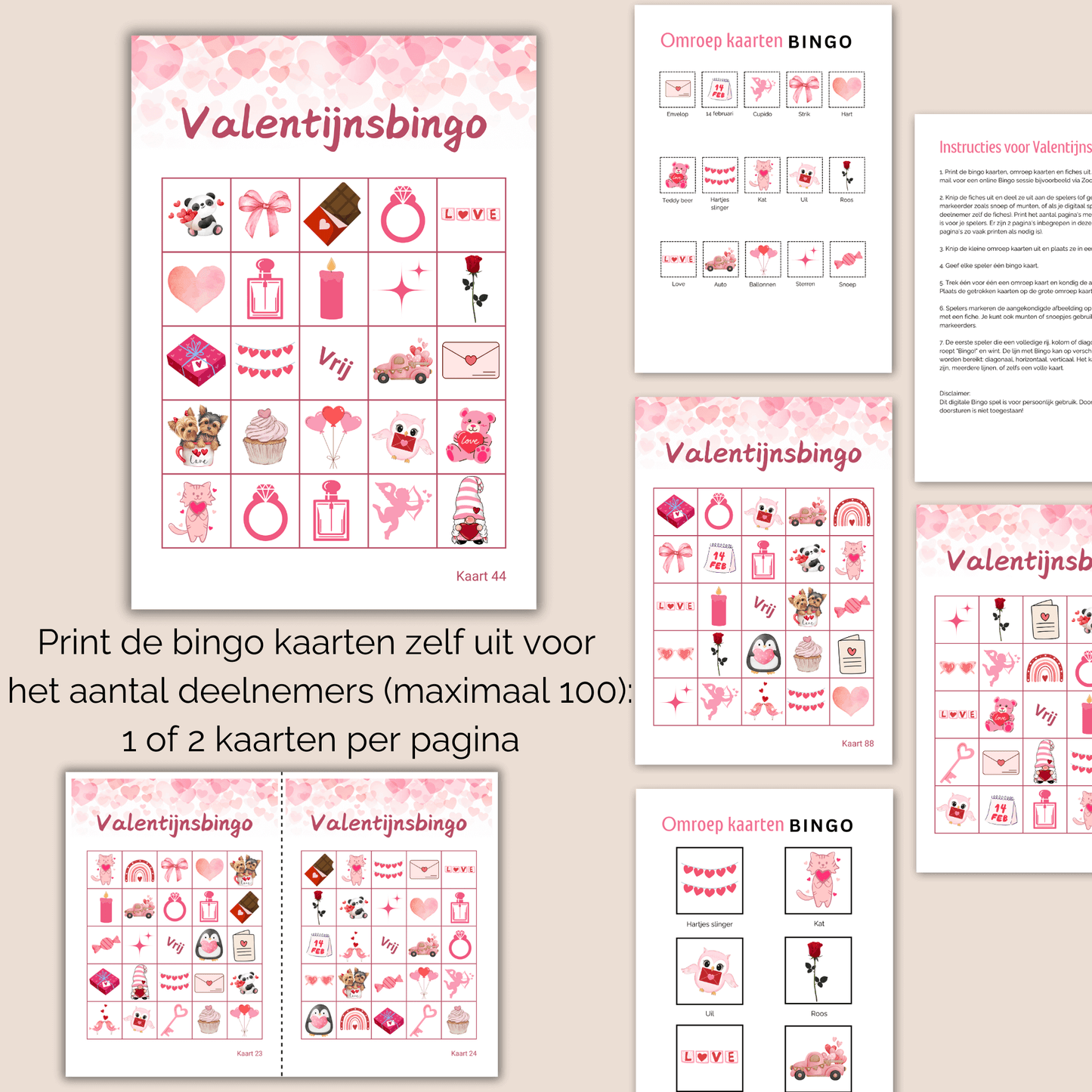 Speel een liefdevolle bingo als Valentijnsdag activiteit tot 100 spelers