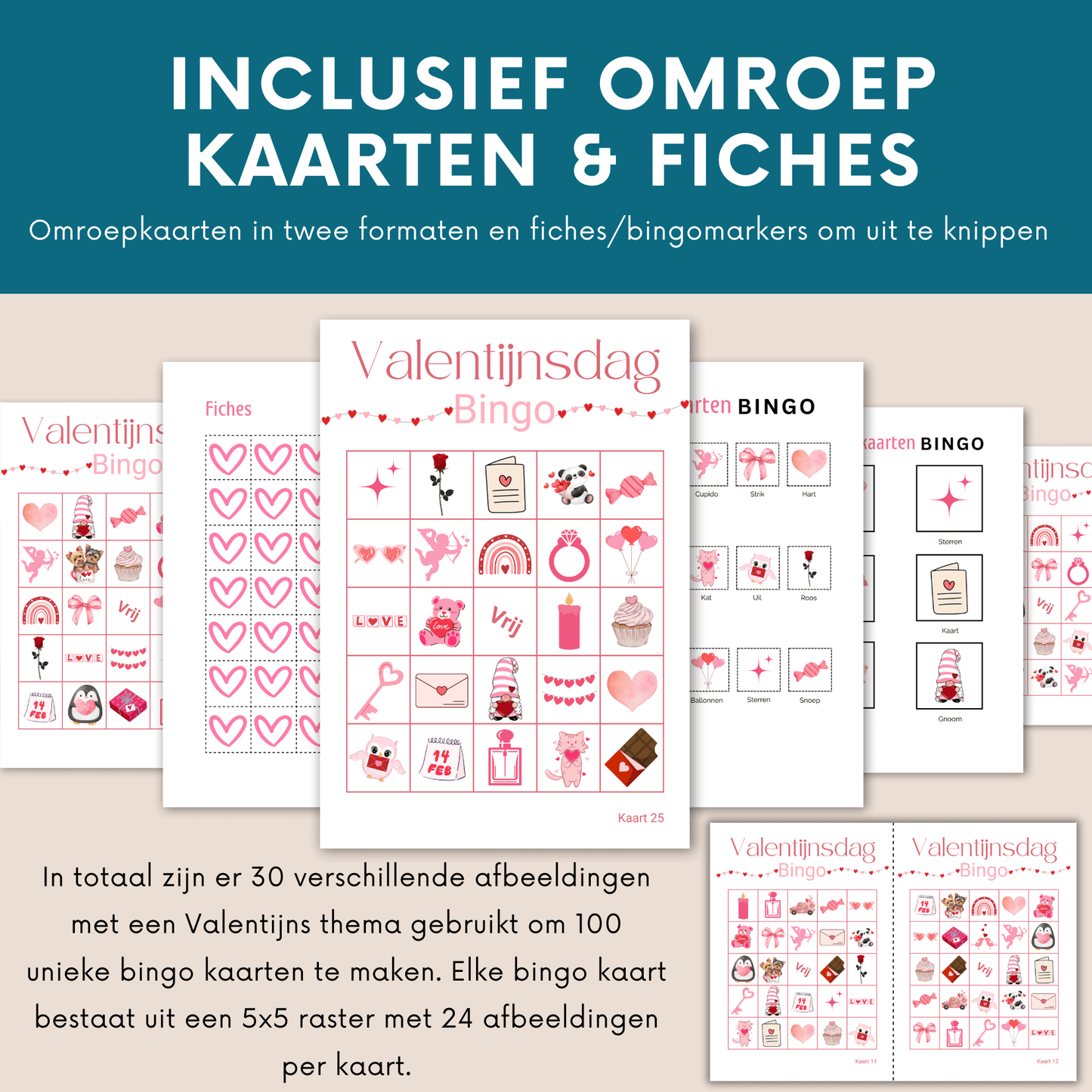 Liefdevolle bingo als Valentijnsdag spel – Download en print direct