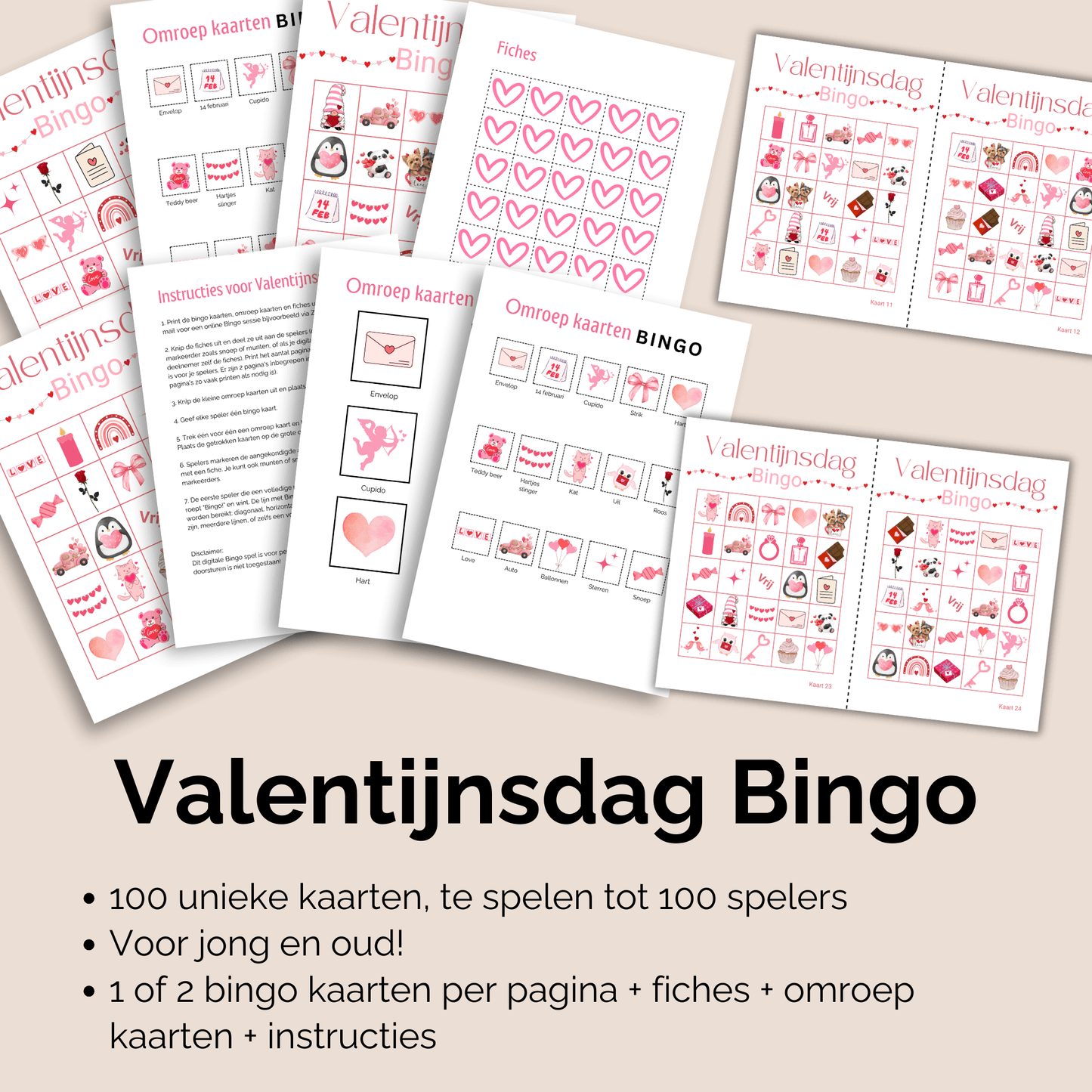 Valentijnsdag bingo: Liefdevol spel voor maximaal 100 spelers