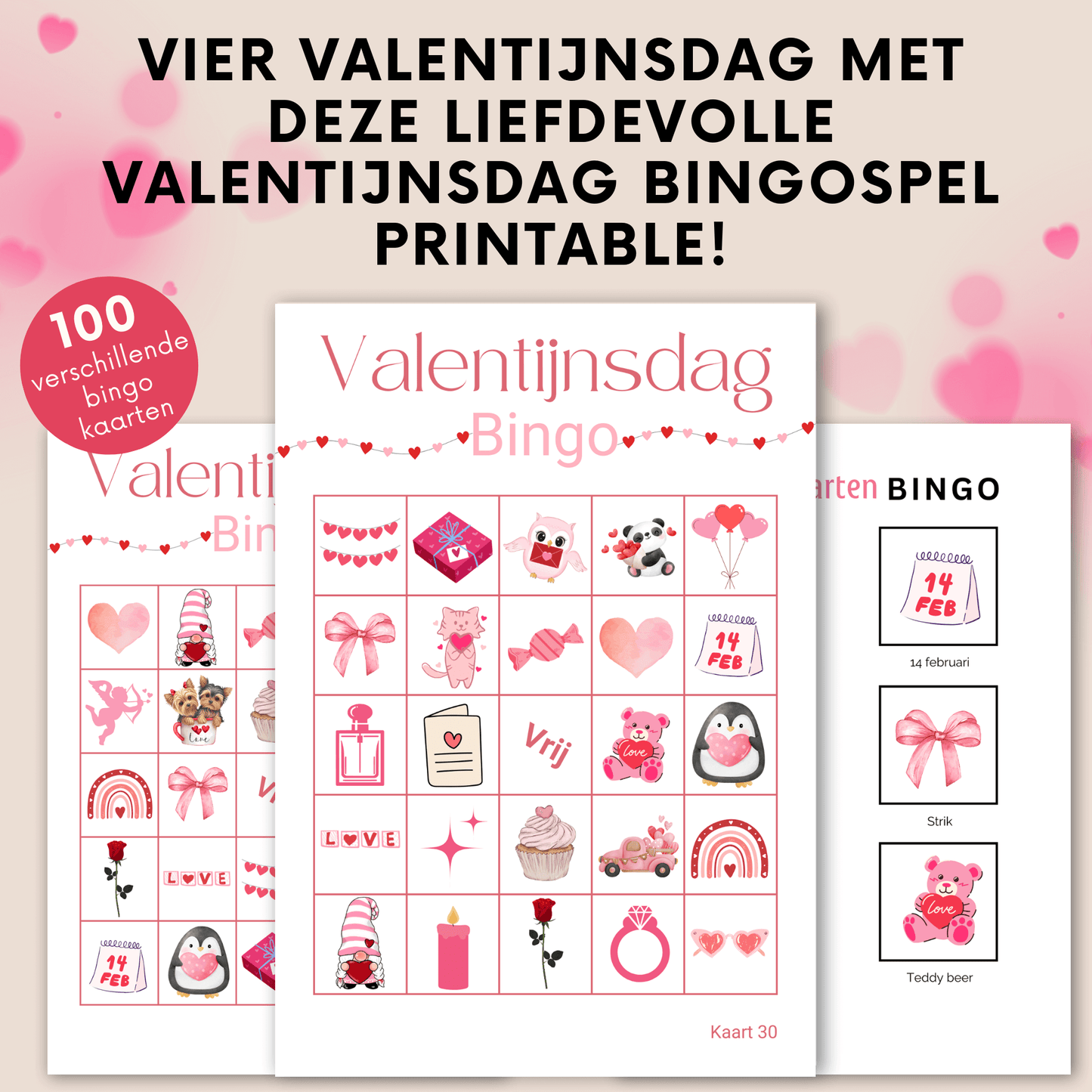 Digitale bingo met romantisch thema – Perfect voor Valentijnsdag als Valentijns spel