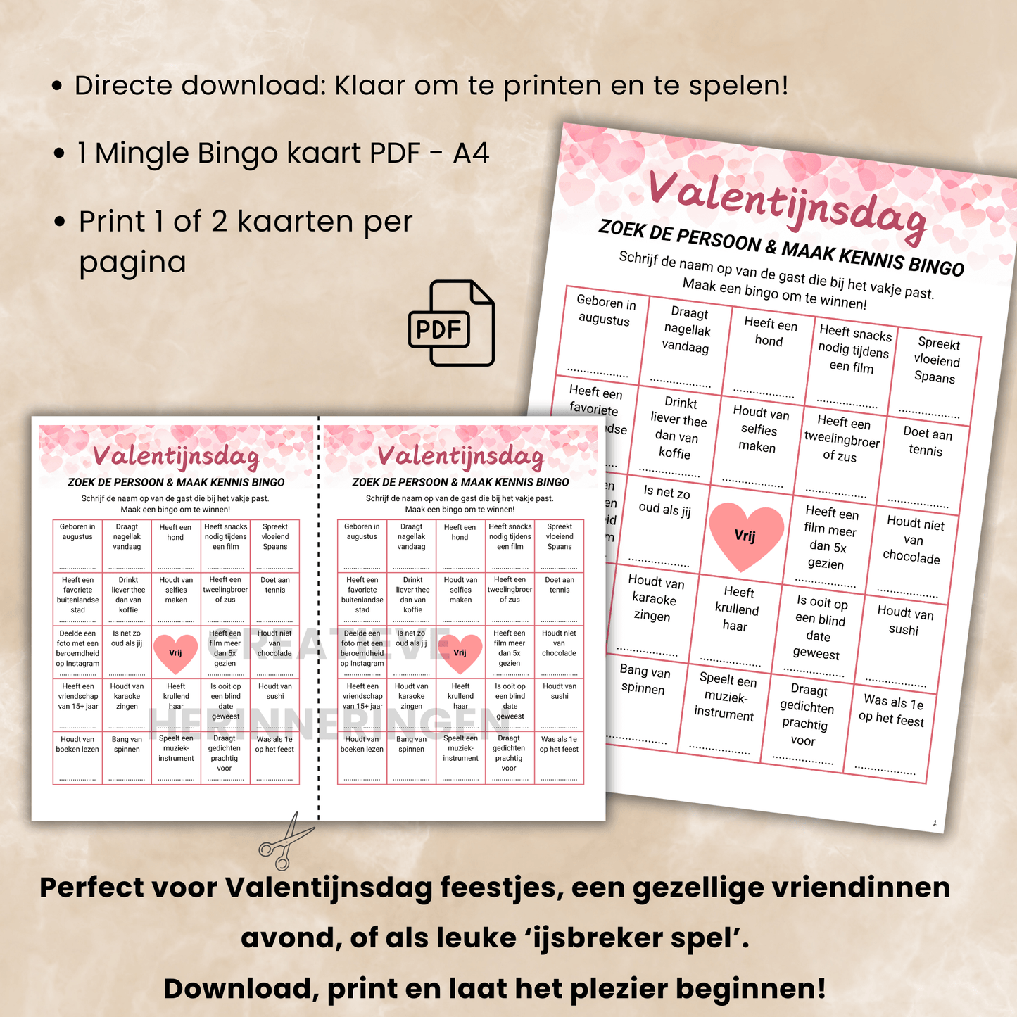Speels en interactief Valentijns spel in digitaal formaat mingle bingo