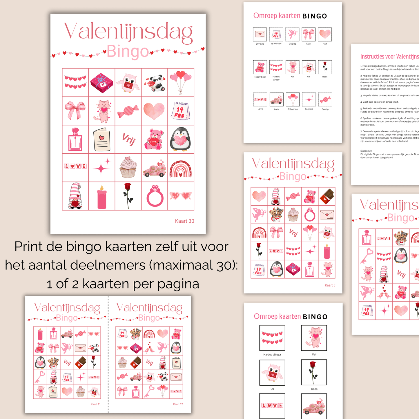 Digitale Valentijnsbingo activiteit voor school en thuis