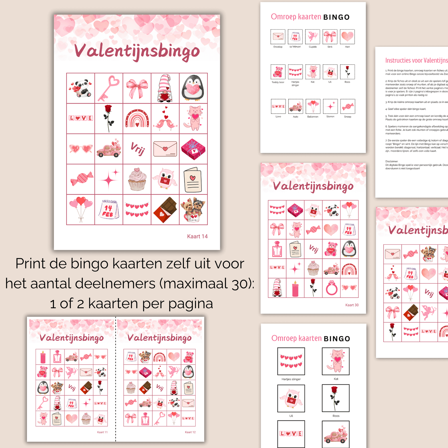 Digitale Valentijnsbingo: 30 kaarten voor een gezellige en liefdevolle dag