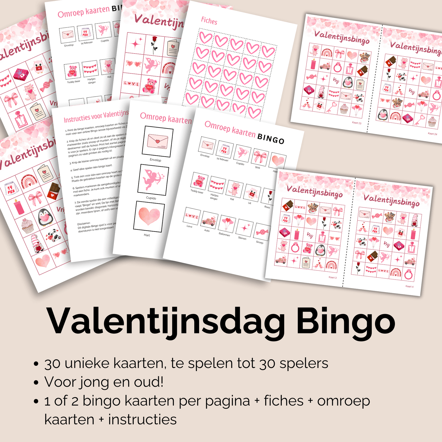 Printbare Valentijnsbingo: 30 unieke kaarten voor een liefdevolle dag met familie