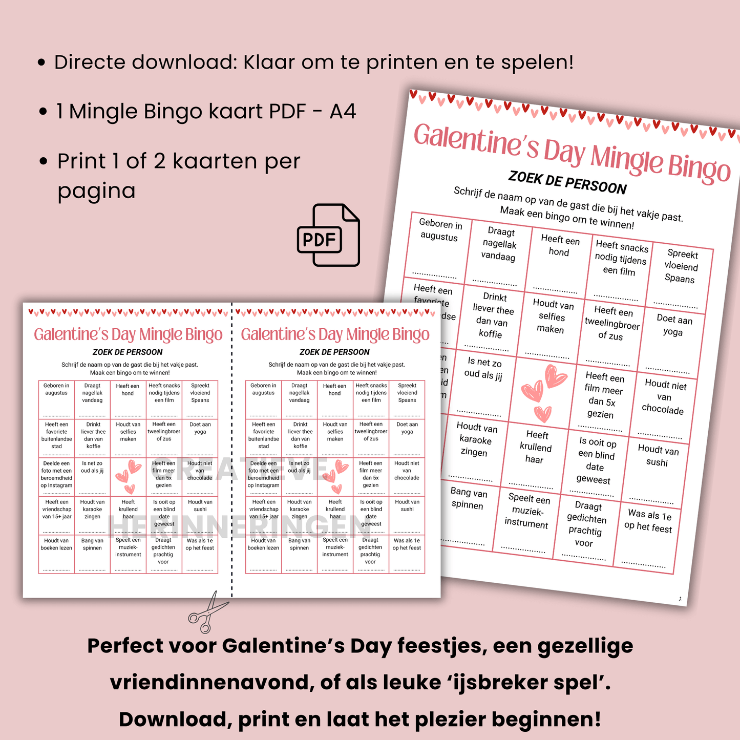 Speelse Galentine activiteit: interactieve Mingle Bingo voor vriendinnen leren kennen