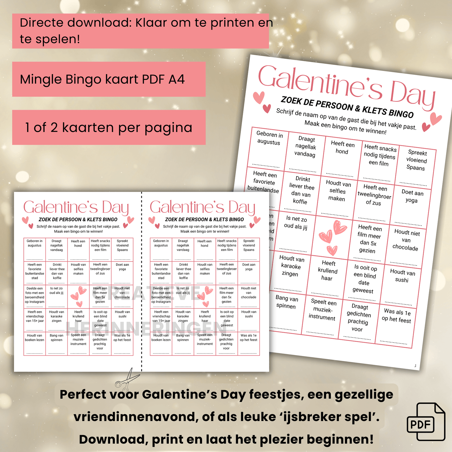 Activiteit voor Galentine’s Day: Mingle Bingo spel