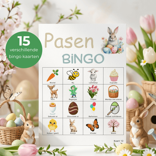 Speel Paas bingo met kinderen met 15 kaarten