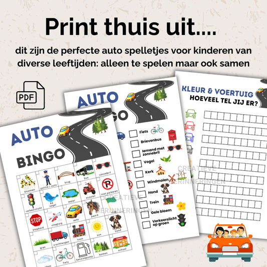 3 Auto spelletjes die kinderen onderweg actief houden met afwisselende uit te printen spellen zonder scherm