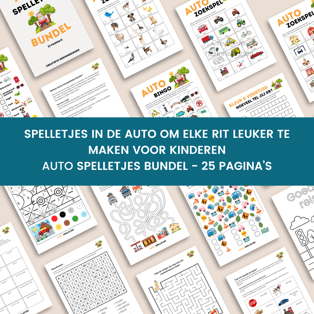 Alles-in-1 auto spelletjes bundel voor kinderen onderweg en op vakantie