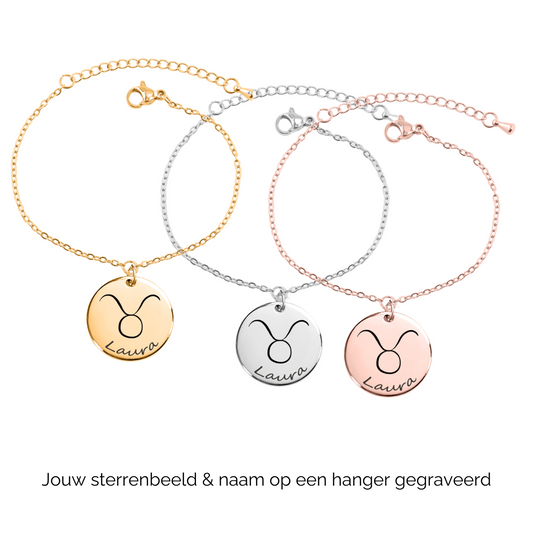 Armband sterrenbeeld hanger met naam gegraveerd