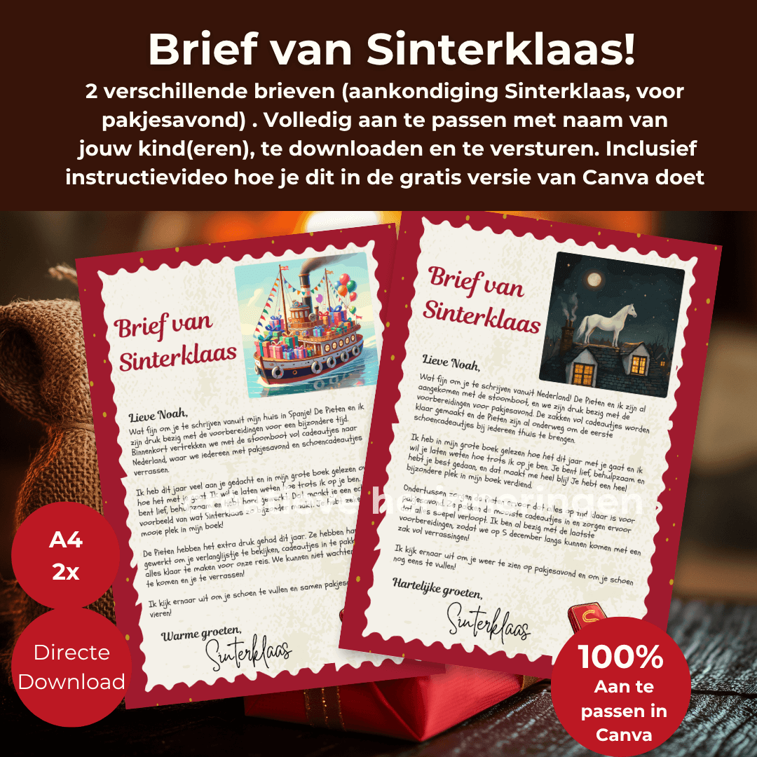 De perfecte Sinterklaas brief voor jouw kind, te personaliseren met naam in canva