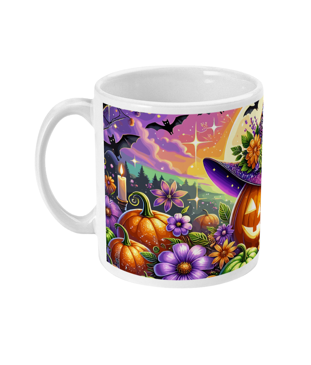 Halloween mok magisch halloween pompoen glitters