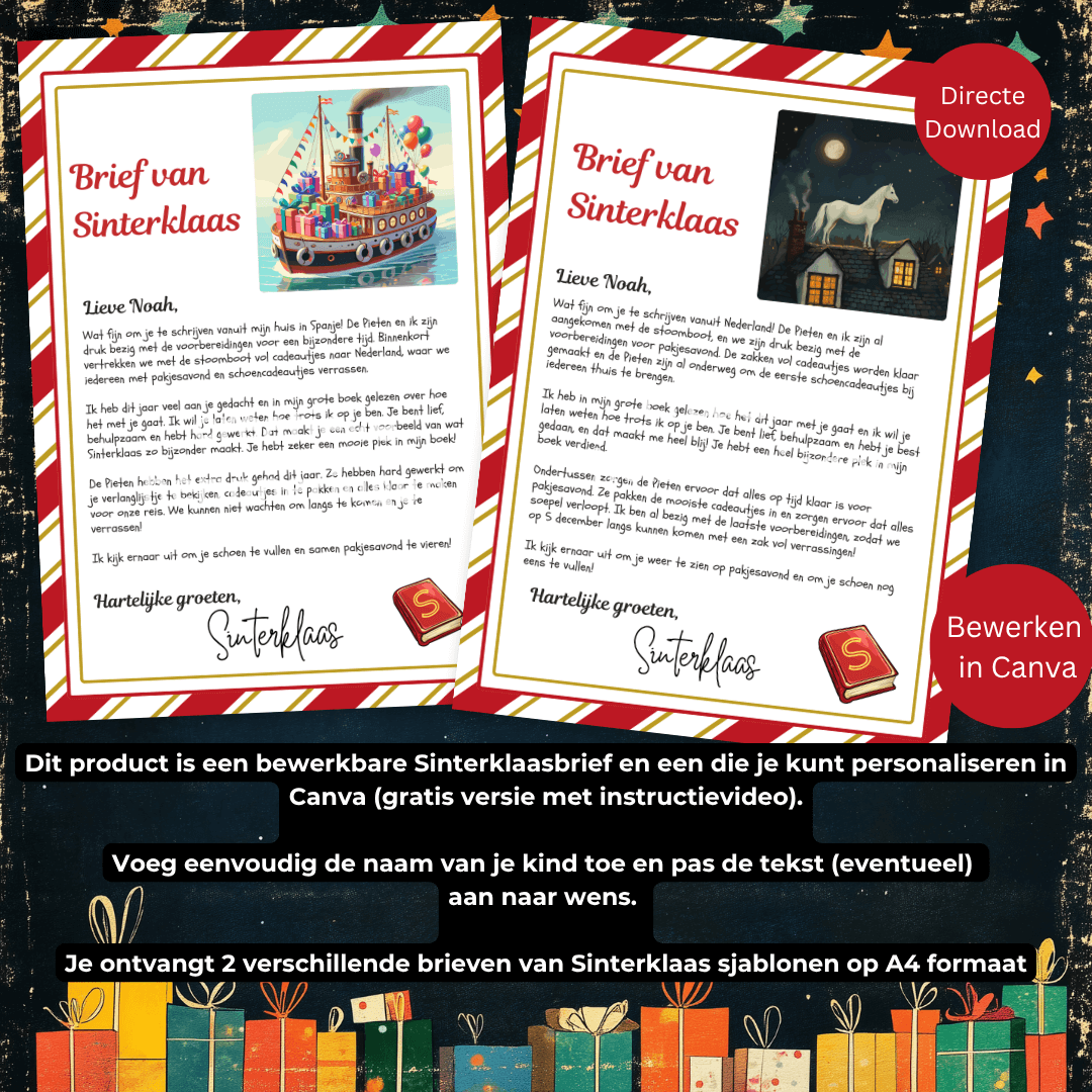 Maak voor jouw kind een gepersonaliseerde brief van Sinterklaas met die sjabloon