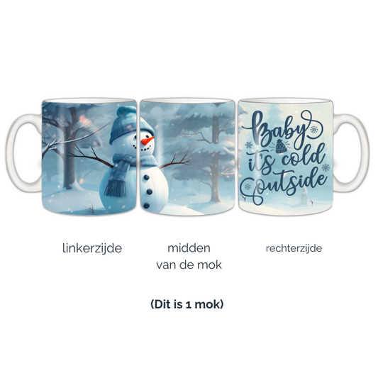 Kerst mok kerst sneeuwpop baby it's cold outside