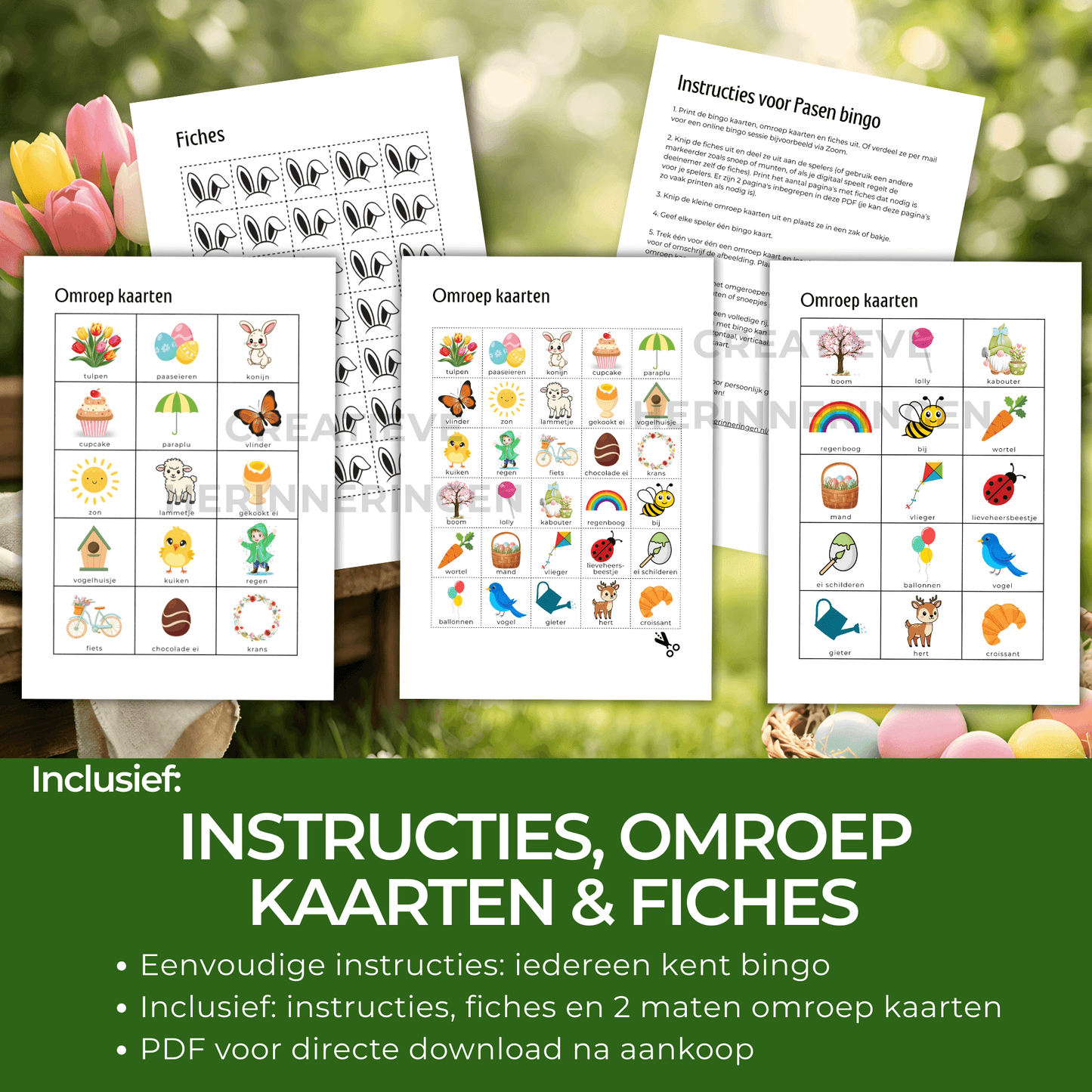 Bingo spel voor Pasen om te printen en samen te spelen met gezin, familie of klas.