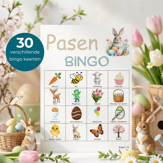 Paasbingo voor kinderen, leuk als spelletje op school, maximaal 30 spelers