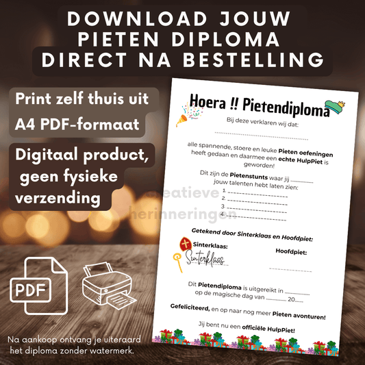 Maak eenvoudig zelf jouw Pietendiploma, voor iedere hulppiet een geweldig diploma!
