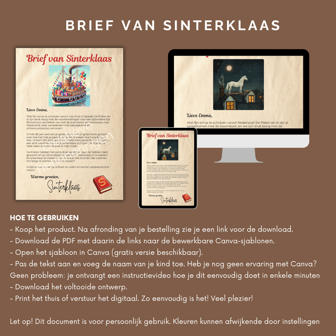 Sinterklaas brief voor pakjesavond met de naam van je kind(eren)