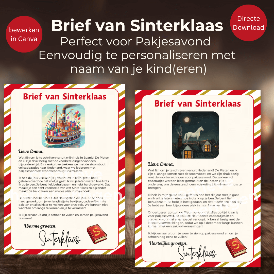 Personaliseer je Sint brief met dit sjabloon en download voor je kinderen