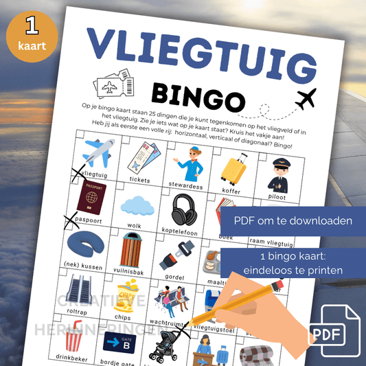 Vliegtuig bingo spelen: zoek en vind spelletje vliegtuig om af te strepen