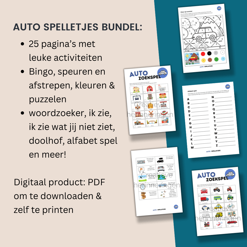 Auto spelletjes bundel voor lange autoritten met kinderen
