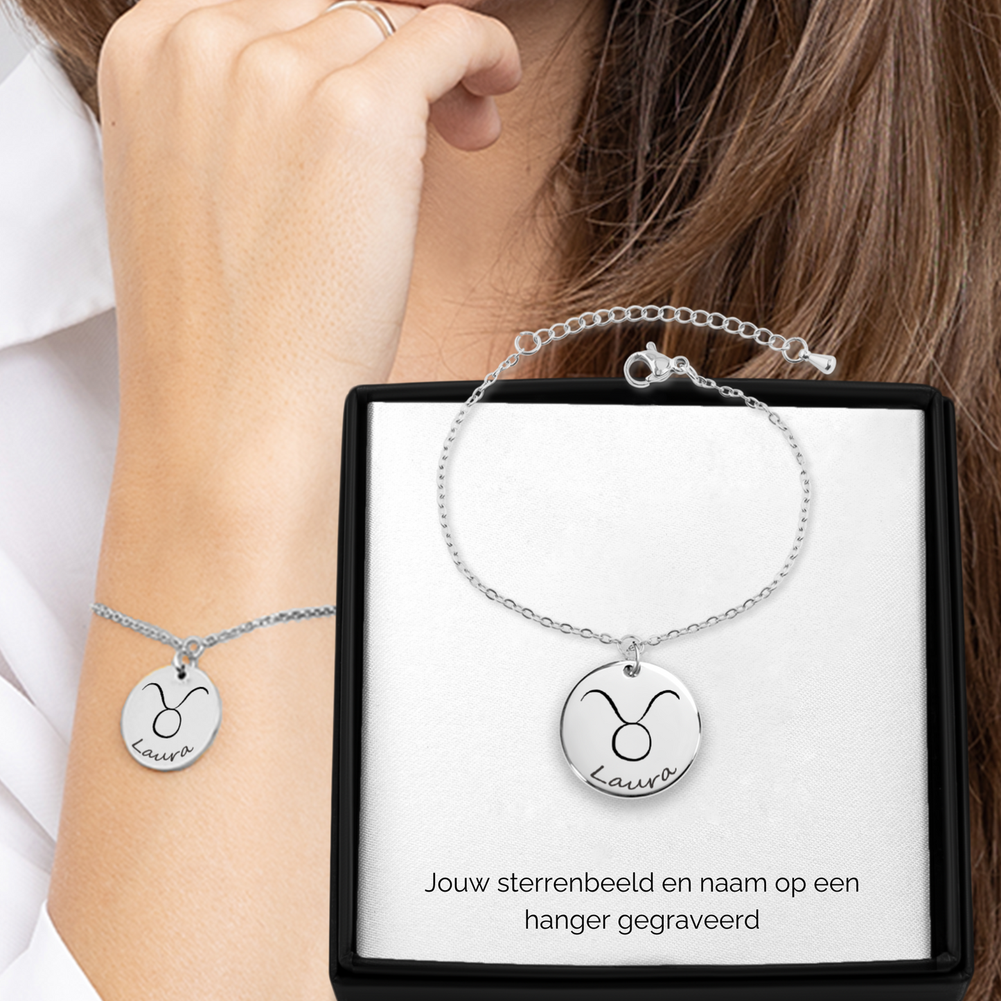 Armband sterrenbeeld hanger met naam gegraveerd