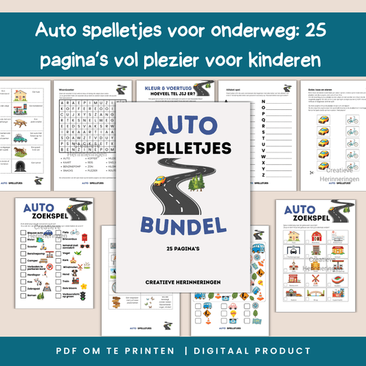Uit te printen bundel vol auto spelletjes voor op de achterbank
