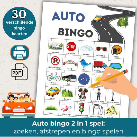 Auto spelletjes onderweg met 30 kaarten, perfect voor een kinderfeestje op weg naar een locatie